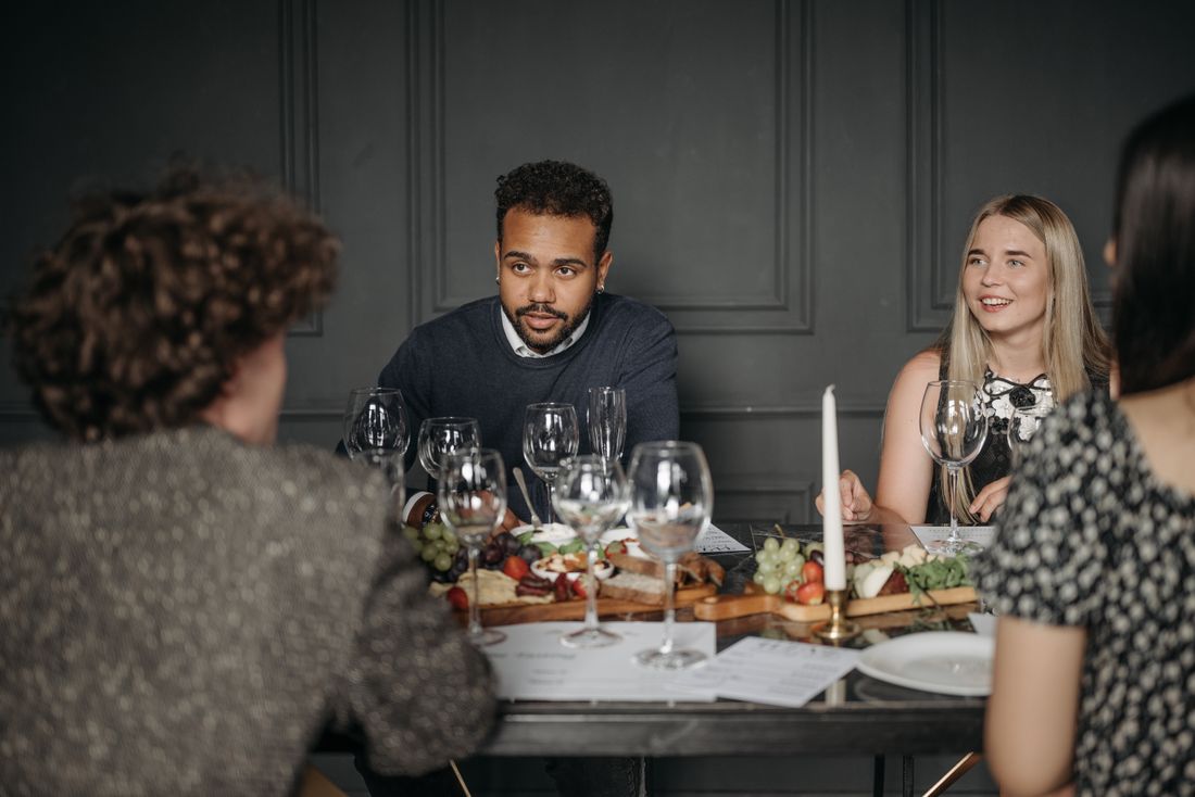 Friends dining together